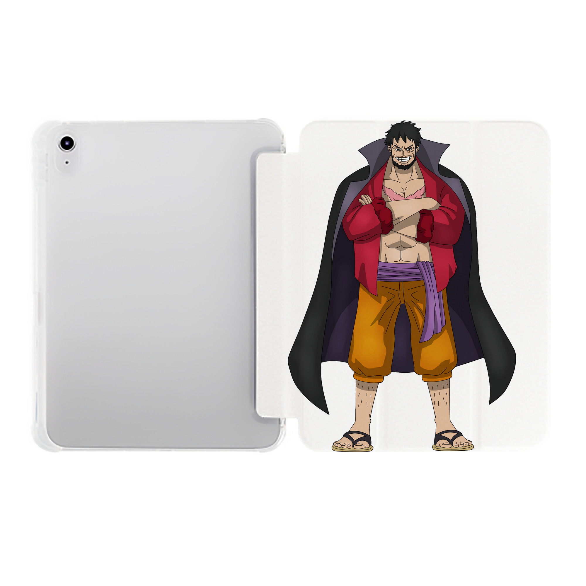 （画像用） ワンピース モンキー・D・ルフィ ONE PIECE Monkey D. Luffy IPad ケース ペン収納付き 三つ折りスタンド PUレザー×シリコン 対応機種9.5/10.5/10.9インチ